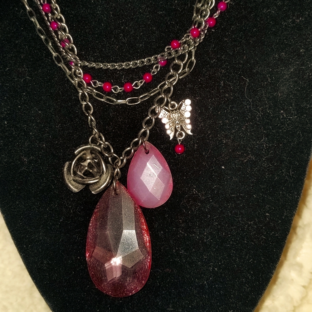❤️ Silver Multi Chain Multi Charms Necklace